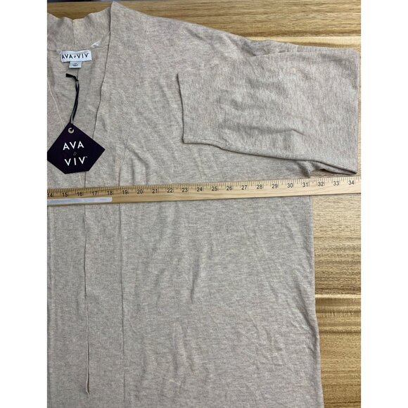 Ava & Viv Womens Neutral Beige Oatmeal Color Open-Front Cardigan Plus Size 3X - Picture 9 of 14